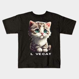 Love Cat, cute cat with tender look Kids T-Shirt